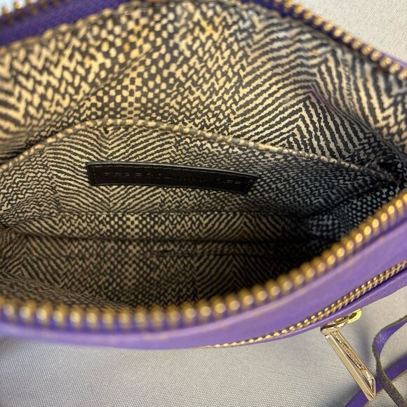 Rebecca Minkoff Purse Mini Five Zip Crossbody Bag or Clutch Purple Leather - Picture 10 of 12